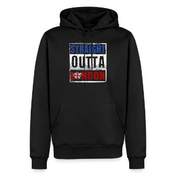 Straight Outta London - Sweat à capuche Premium bio Homme - noir - Devant - Nico (187cm)