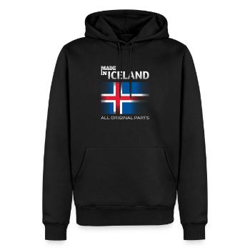 Island made in geboren Fahne isländisch - Männer Premium Bio Hoodie - Schwarz - Vorne - Nico (187cm)