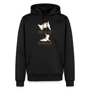 Inhale Exhale Yoga Frenchie - Sweat à capuche Premium bio Homme - noir - Devant - Nico (187cm)