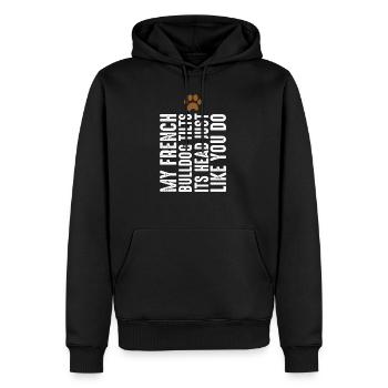 Bouledogue français - Sweat à capuche Premium bio Homme - noir - Devant - Nico (187cm)