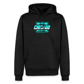 Chicago - Sweat à capuche Premium bio Homme - noir - Devant - Nico (187cm)