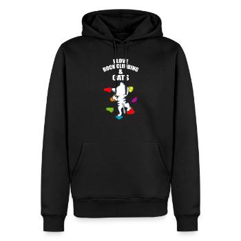 I Love Rock Climbing And Cats Kletterer und Katze - Männer Premium Bio Hoodie - Schwarz - Vorne - Nico (187cm)