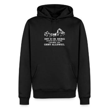 Ist der Berg auch noch so steil bisserl alleweil - Männer Premium Bio Hoodie - Schwarz - Vorne - Nico (187cm)