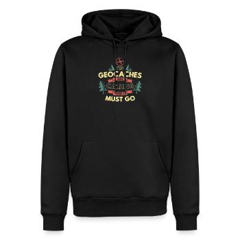 Les géocaches appellent geocaching geocacher - Sweat à capuche Premium bio Homme - noir - Devant - Nico (187cm)