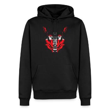 Loup avec le drapeau du Danemark - Sweat à capuche Premium bio Homme - noir - Devant - Nico (187cm)