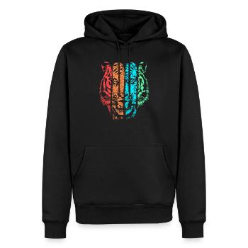 tigre - Sweat à capuche Premium bio Homme - noir - Devant - Nico (187cm)