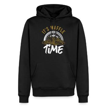 Waffel - Männer Premium Bio Hoodie - Schwarz - Vorne - Nico (187cm)