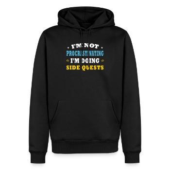 Ich zögere nicht, ich mache Nebenaufgaben - Männer Premium Bio Hoodie - Schwarz - Vorne - Nico (187cm)