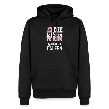 Frauen Mädchen Läufer Shirt Sport Geschenkidee - Männer Premium Bio Hoodie - Schwarz - Vorne - Nico (187cm)