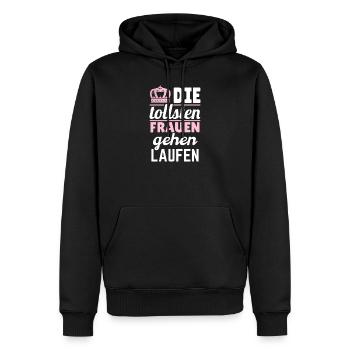 Frauen Mädchen Läufer Shirt Sport Geschenkidee - Männer Premium Bio Hoodie - Schwarz - Vorne - Nico (187cm)