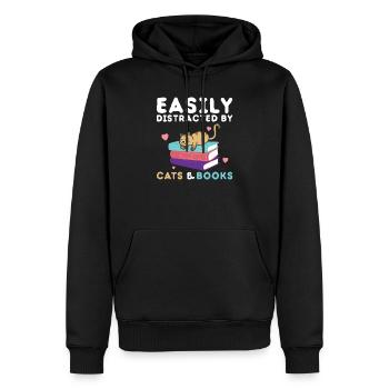 Cat Book Cats Books Lesen Buch Leseratte Geschenk - Männer Premium Bio Hoodie - Schwarz - Vorne - Nico (187cm)
