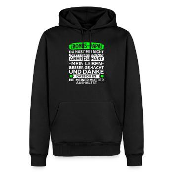 Bonus Papa - Männer Premium Bio Hoodie - Schwarz - Vorne - Nico (187cm)