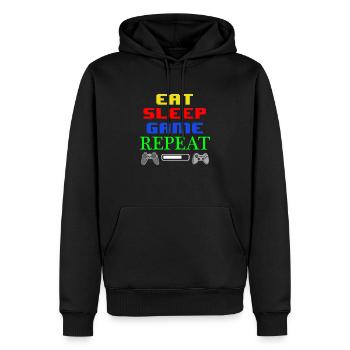 Eat Sleep Game Repeat - Männer Premium Bio Hoodie - Schwarz - Vorne - Nico (187cm)