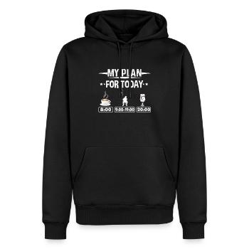 My plan for morning coffee fishing and beer - Men’s Premium Organic Hoodie - black - Front - Nico (187cm)