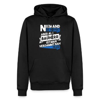 Bauherr lustige Sprüche Geschenk - Männer Premium Bio Hoodie - Schwarz - Vorne - Nico (187cm)