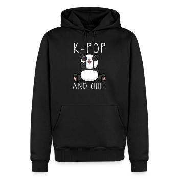 kpop, panda, korea, geschenkidee, koreanisch - Männer Premium Bio Hoodie - Schwarz - Vorne - Nico (187cm)