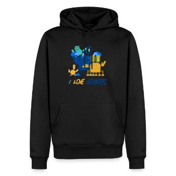 Robots Robots robots - Sweat à capuche Premium bio Homme - noir - Devant - Nico (187cm)
