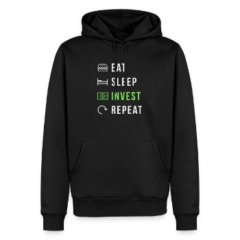 Eat Sleep Invest Repeat Investor Investieren - Männer Premium Bio Hoodie - Schwarz - Vorne - Nico (187cm)