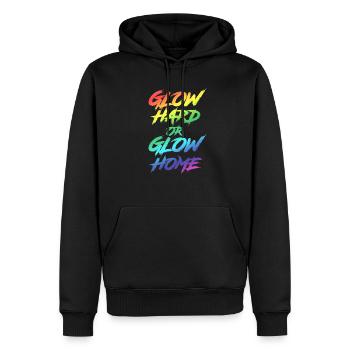 Glow Hard ou Glow Home Party Rave Disco Gift - Sweat à capuche Premium bio Homme - noir - Devant - Nico (187cm)