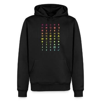 Icônes de traducteur de voyage de tourisme - Full Moon Party - Sweat à capuche Premium bio Homme - noir - Devant - Nico (187cm)
