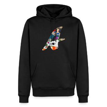 A - Männer Premium Bio Hoodie - Schwarz - Vorne - Nico (187cm)