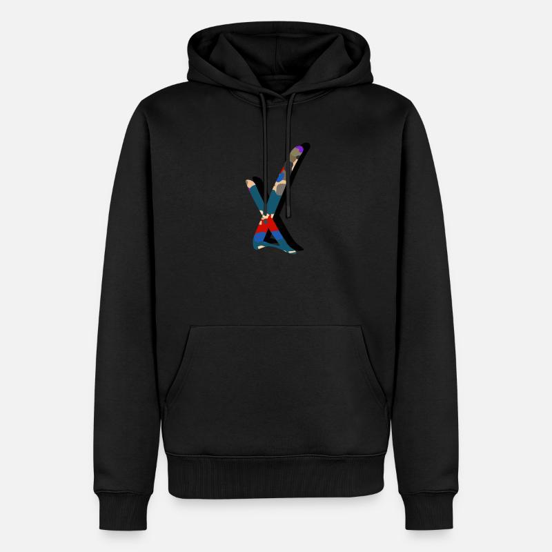 X Initial - Sweat à capuche Premium bio Homme - noir