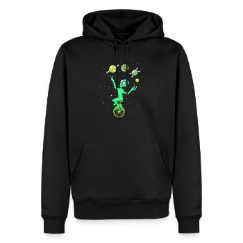 Alien Jongleur Jonglieren Zirkus Einrad fahren - Männer Premium Bio Hoodie - Schwarz - Vorne - Nico (187cm)