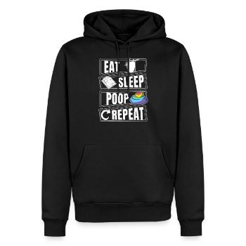 Eat Sleep Poop poop shit repeat - Men’s Premium Organic Hoodie - black - Front - Nico (187cm)