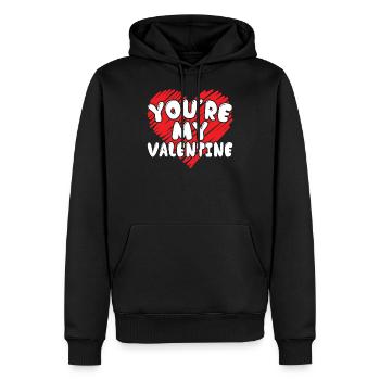 Tu es mon Valentine lettrage avec coeur Valentin - Sweat à capuche Premium bio Homme - noir - Devant - Nico (187cm)