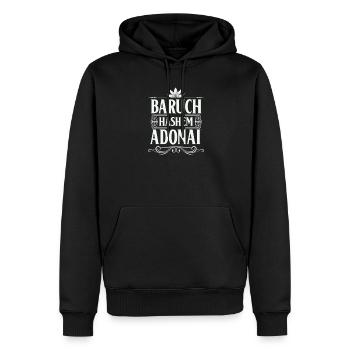 Baruch Hashem Adonai - Sweat à capuche Premium bio Homme - noir - Devant - Nico (187cm)