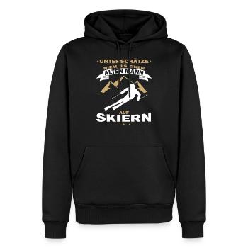 Alten Mann auf Skiern skifahren Ski - Männer Premium Bio Hoodie - Schwarz - Vorne - Nico (187cm)
