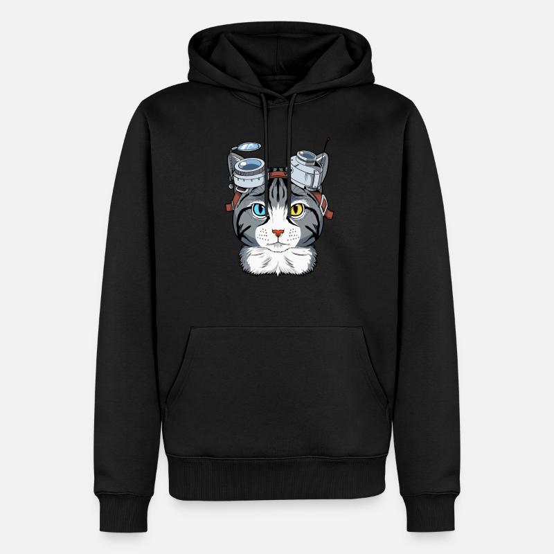 Steampunk Cat Gift Print Cosplay Clockwork Cat - Sweat à capuche Premium bio Homme - noir