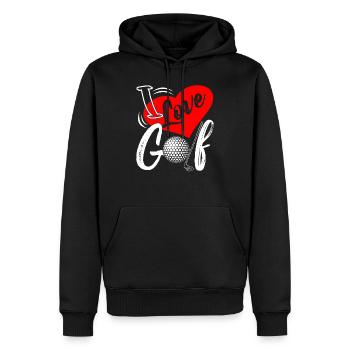I Love Golf Funny Golf Shirt - Sweat à capuche Premium bio Homme - noir - Devant - Nico (187cm)