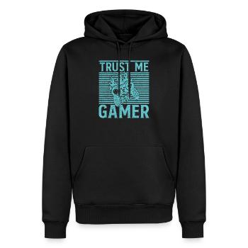 trust a gamer - Männer Premium Bio Hoodie - Schwarz - Vorne - Nico (187cm)