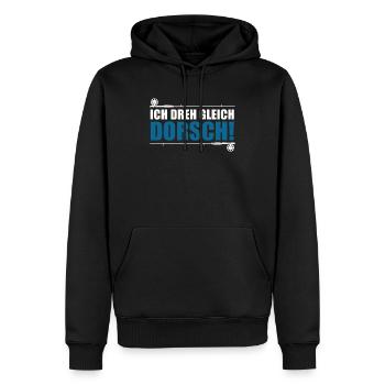 Angler Sprüche Ich dreh gleich Dorsch! - Männer Premium Bio Hoodie - Schwarz - Vorne - Nico (187cm)
