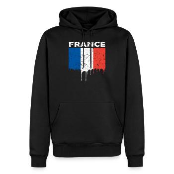 Drapeau français - Sweat à capuche Premium bio Homme - noir - Devant - Nico (187cm)