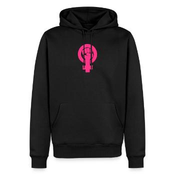 Le poing des femmes Le pouvoir des femmes La journée des femmes Les droits des femmes - Sweat à capuche Premium bio Homme - noir - Devant - Nico (187cm)