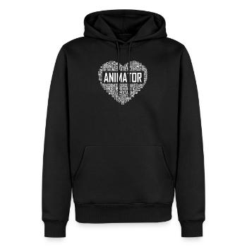 Animator Herz - Männer Premium Bio Hoodie - Schwarz - Vorne - Nico (187cm)