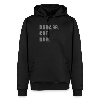 Badass Cat Dad - Männer Premium Bio Hoodie - Schwarz - Vorne - Nico (187cm)