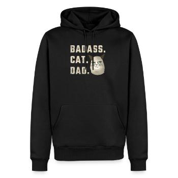 Badass Cat Dad - Sweat à capuche Premium bio Homme - noir - Devant - Nico (187cm)