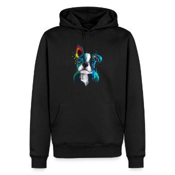 Cooles Aquarell Boston Terrier Geschenk Boston - Männer Premium Bio Hoodie - Schwarz - Vorne - Nico (187cm)