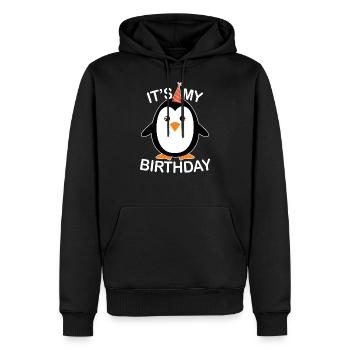 Its My Birthday Penguin - Sweat à capuche Premium bio Homme - noir - Devant - Nico (187cm)