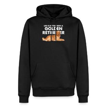 Mit einem Golden Retriever ist das Leben besser - Männer Premium Bio Hoodie - Schwarz - Vorne - Nico (187cm)