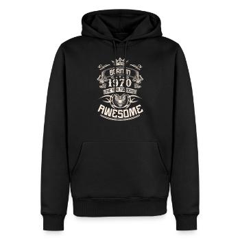 année de naissance 1970 Awesome Year - Sweat à capuche Premium bio Homme - noir - Devant - Nico (187cm)