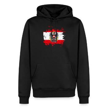 Österreich Flagge Wappen Adler - Männer Premium Bio Hoodie - Schwarz - Vorne - Nico (187cm)