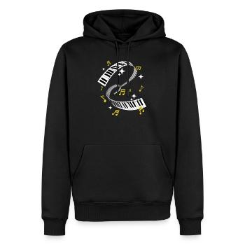 Joueur de piano cadeau impression piano clavier musique - Sweat à capuche Premium bio Homme - noir - Devant - Nico (187cm)