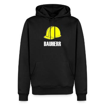 BAUHERR - Männer Premium Bio Hoodie - Schwarz - Vorne - Nico (187cm)