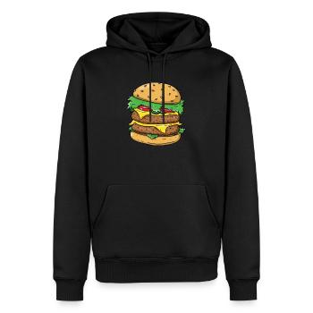Burger - Männer Premium Bio Hoodie - Schwarz - Vorne - Nico (187cm)