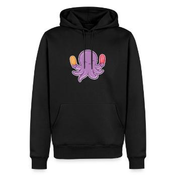 Oktopus Tintenfisch Krake Eis Essen Eiscreme Liebe - Männer Premium Bio Hoodie - Schwarz - Vorne - Nico (187cm)