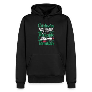 Garten Tomaten Gärtner Therapie Spruch Ernte - Männer Premium Bio Hoodie - Schwarz - Vorne - Nico (187cm)